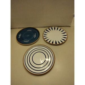 Set 3 Elegant Haibing Porcelain Japanese Steak Dinner Plates 8" Hand painted